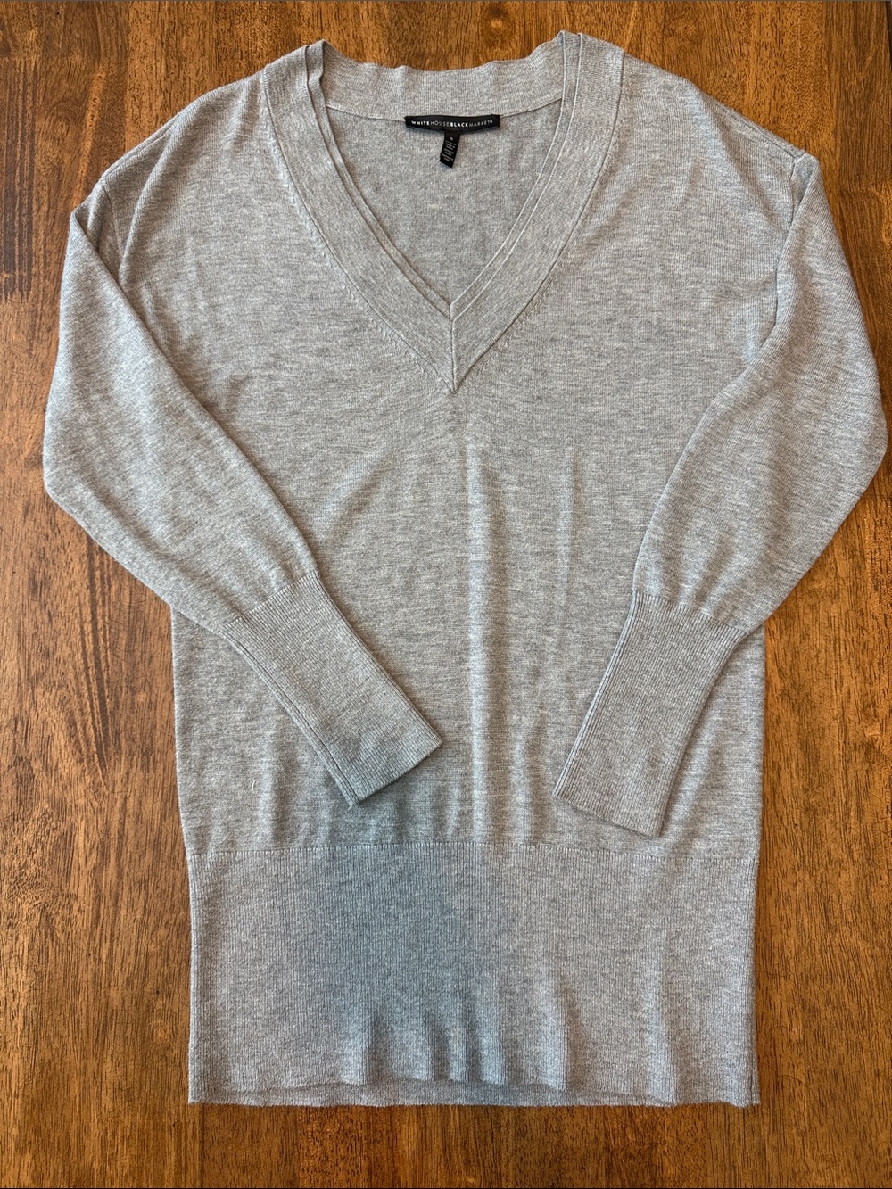 White House Black Market Light Gray V-Neck Sweater
